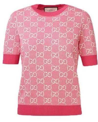 Gucci gg Wool-blend Pearl Cotton Sweater For Pink