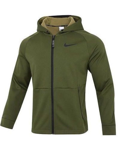 Nike Pro Therma-fit Fleece Stay Warm Sports Training Hooded Jacket - Green
