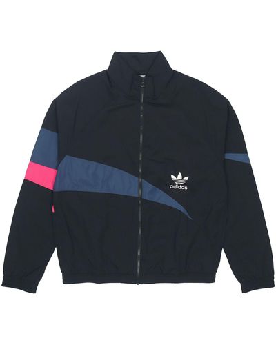 adidas Originals Ts Track Top Logo Printing Contrasting Colors Sports Jacket Autumn Black - Blue