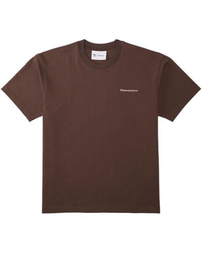 adidas Originals X Pharrell Williams Crossover Solid Color Round Neck Pullover Sports Short Sleeve Brown T-shirt