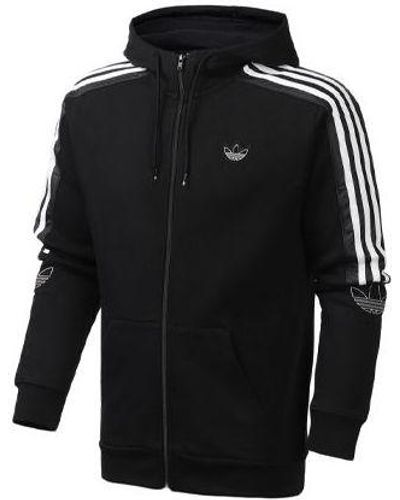 adidas Originals Logo Printing Casual Hooded Jacket - Black