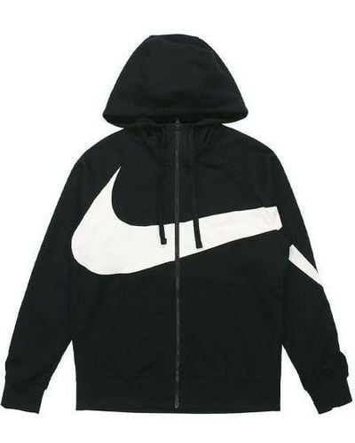 Nike Coat Hooded Color Block Zipper Closure Sportswear - Black