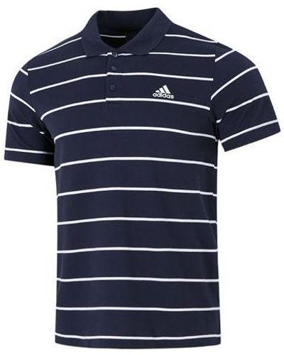 adidas Fi Stripe Small Label Athleisure Casual Sports Short Sleeve Polo Shirt Navy Blue