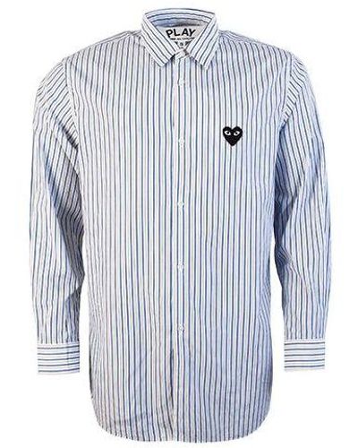 COMME DES GARÇONS PLAY Striped Shirt Black Emblem - Blue