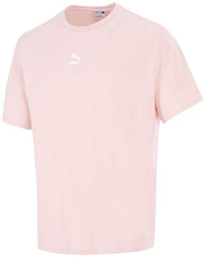PUMA Sport Running Trainingwork Outfast Dringbreathable Fabric Round Neckshort Sleeve Pink
