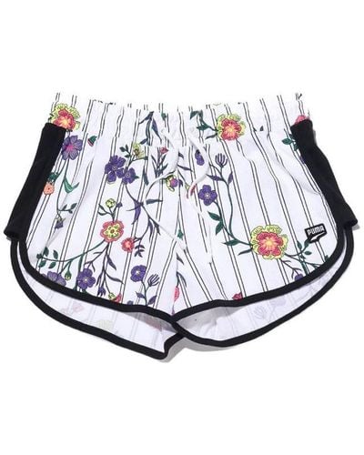 PUMA Casual Sports Lacing Flowers Knit Shorts - White
