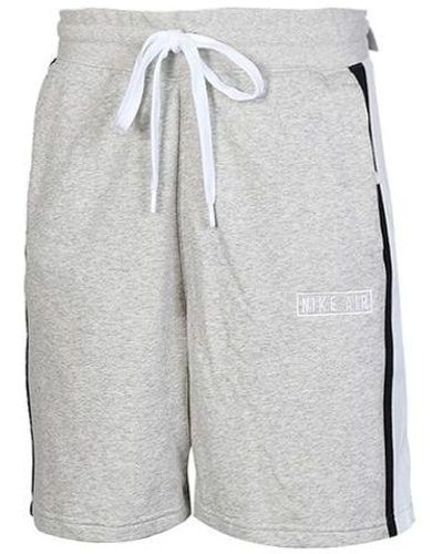 Nike Air French Terry Drawstring Zipper Pocket Casual Sports Shorts Gray