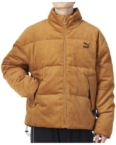 PUMA Classics Oversized Short Polyball Puffer Winter Jacket - Brown