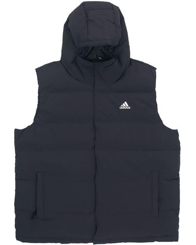 adidas Helionic Hooded Down Vests - Blue