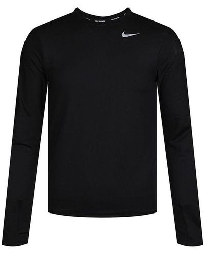 Nike Dri-fit Running Training Sports Round Neck Gym Clothes - Black