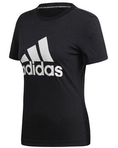 adidas Logo Alphabet Printing Sports Short Sleeve - Black
