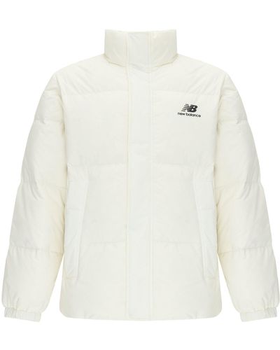 New Balance Logo Sports Down Jackets - White