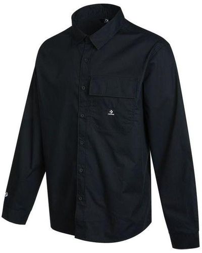Converse Woven Long Sleeve Button Down Shirt - Blue