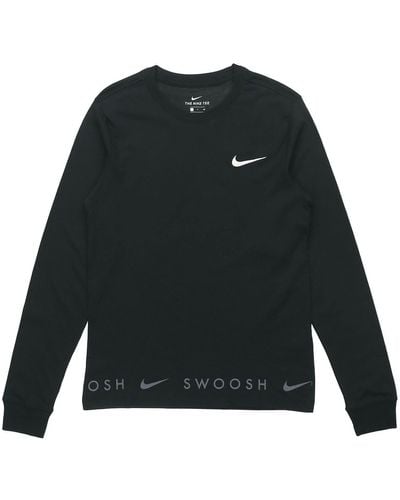 Nike Sportswear Swoosh Casual Sports Crew-neck Long Sleeve - Black
