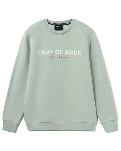 Li-ning Wade Series Logo Printing Fleece Lined Stay Warm Reflective Pullover - Green