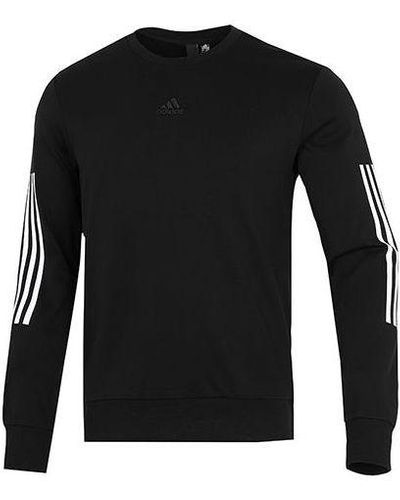 adidas Cny Gfx Crew2 Limited Back Printing Stripe Sports Round Neck Pullover - Black