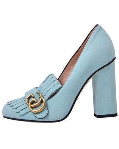 Gucci Marmont Suede Heels - Blue