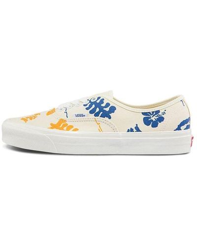 Vans Authentic 44 Dx Low Tops Casual Skateboarding Shoes White Multi-color Printing - Blue