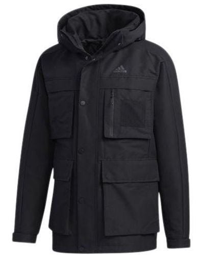 adidas 3in1 Down Jkt Multiple Pockets Outdoor Sports Detachable Hooded Down Jacket - Blue