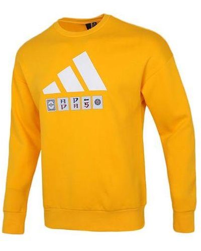 adidas St Story Sweat Large Logo Printing Sports Round Neck Pullover Yellow - Orange