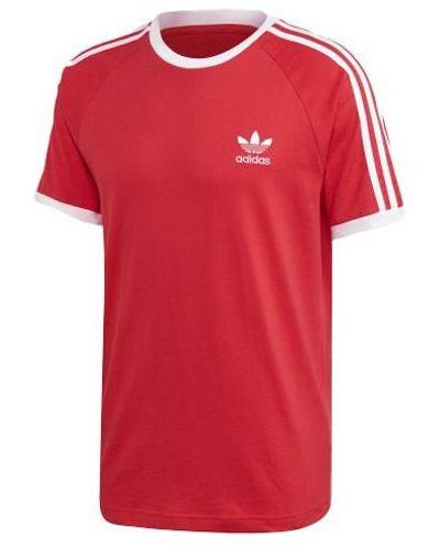 adidas Men's Short Sleeve T-shirt 3 Stripes - Red