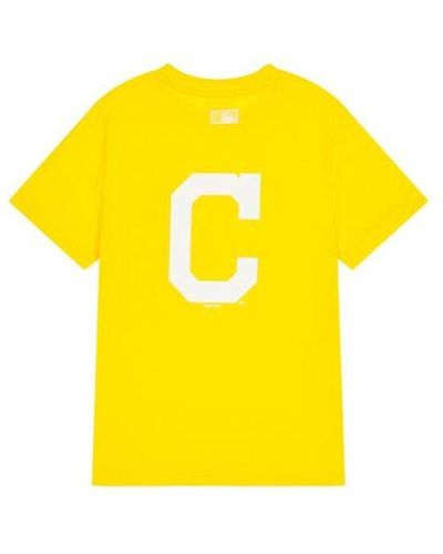 MLB Disney Mickey Crossover Cleveland Guardians Basic Printing Short Sleeve - Yellow