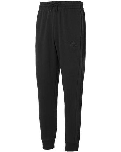 adidas Essentials Fleece 3-stripes Tapered Cuff Pants - Black