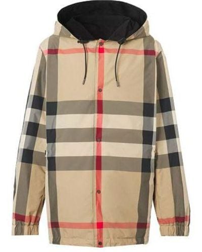 Burberry Double Sided Classic Plaid Hooded Jacket Beige - Natural