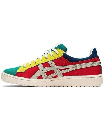 mens red asics trainers