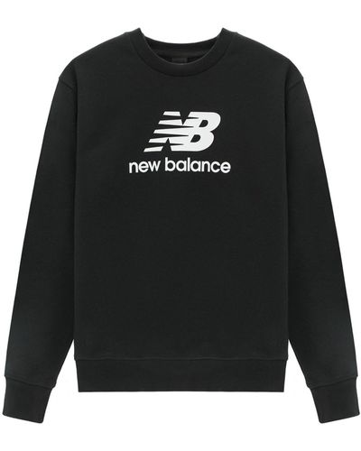 New Balance Essentials Stacked Logo French Terry Crewneck Asia Sizing - Black