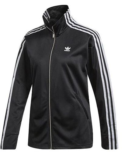 adidas Originals Logo Flocking Stripe Sports Coat Female - Black