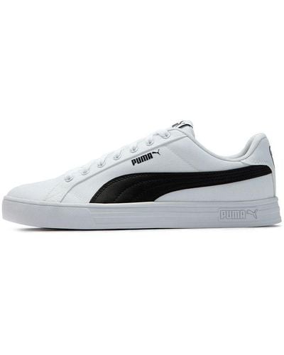 PUMA Smash Vulc Retro Casual Skateboarding Shoes Black Shoe - White