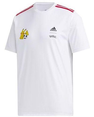 adidas X Pokemon Crossover M Pkmn Jrsy Printing Sports Round Neck Short Sleeve - White