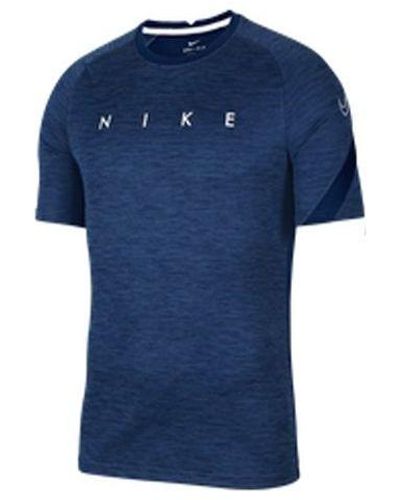 Nike Dri-fit Academy Alphabet Printing Short Sleeve Navy - Blue