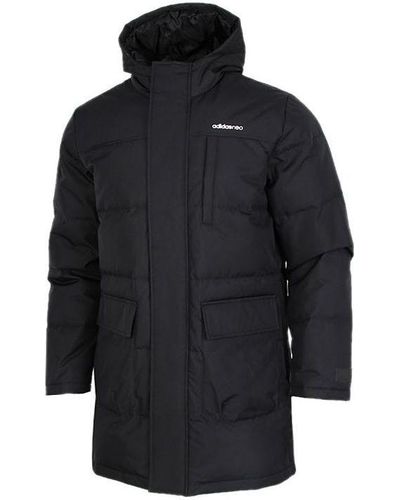 adidas Neo M Wint Dwn Prka Windproof Stay Warm Mid-length Sports Hooded Down Jacket - Black