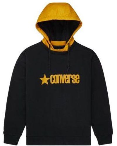 Converse Logo Letter Hooded Sports Sweater - Black