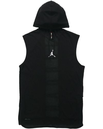 Nike Air Dri-fit Back Alphabet Printing Hooded Vest Black White