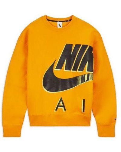 Nike Air X Kim Jones Crossover Logo Printing Fleece Round Neck Us Edition Couple Style - Yellow