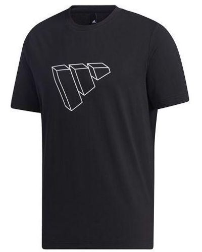 adidas Fi Tee Sub Bos Logo Printing Round Neck Short Sleeve - Black