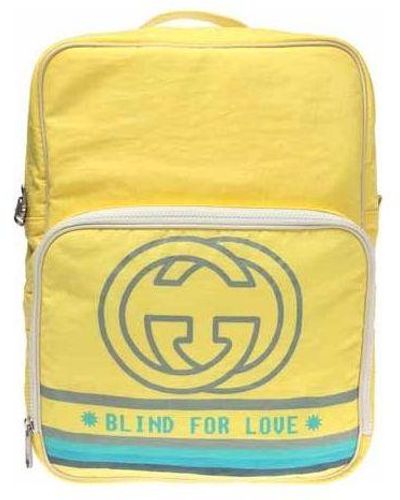 Gucci Retro Logo Printing Nylon Large Capacity Schoolbag Backpack - Yellow