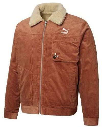 PUMA Cord Embroidered Logo Reversible Corduroy Jacket - Brown