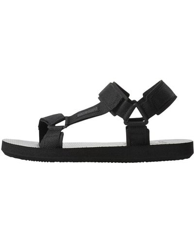 Reebok Expce Wear-resistant Non-slip Open Toe Flat Heel Sports Sandals - Black