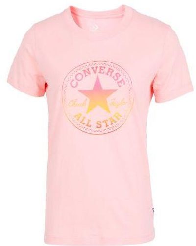 Converse Alphabet Pattern Printing Round Neck Short Sleeve - Pink