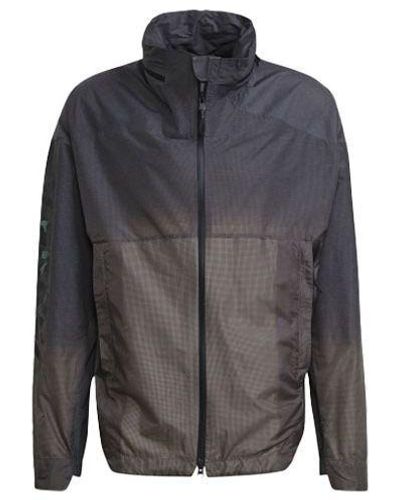 adidas Windproof Waterproof Casual Sports Hooded Jacket Gray