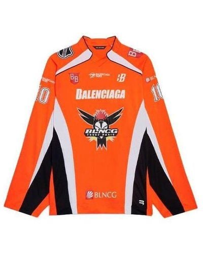 Balenciaga Hockey Paneled Long Sleeve Jersey T-shirt - Orange