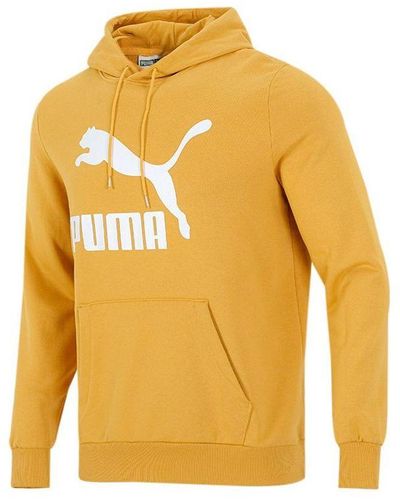 PUMA Classics Logo Printing Pullover Sports - Yellow