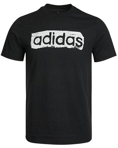 adidas M Brshstrk V4 T Logo Printing Sports Round Neck Short Sleeve - Black
