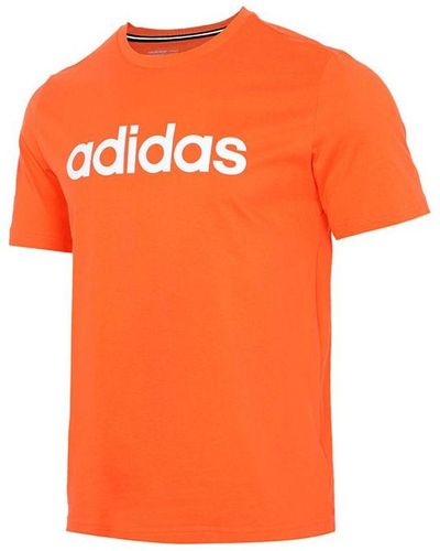 adidas Neo Athleisure Casual Sports Round Neck Breathable Short Sleeve - Orange