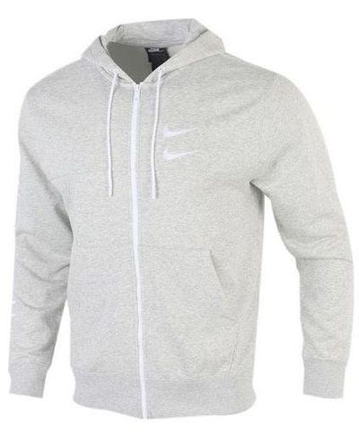 Nike Embroidery Logo Zipper Sport Jacket White - Gray