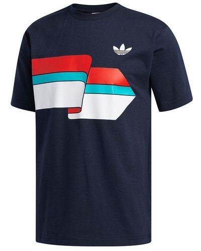 adidas Originals Ripple Tee Colorblock Printing Sports Short Sleeve Navy - Blue